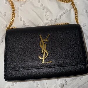 Yves Saint Laurent Crossbody Bag in Black with Gold Chain